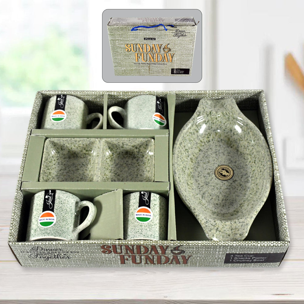 Ceramic Snack & Tea Set – 6-Piece Serving | Serve Stellar