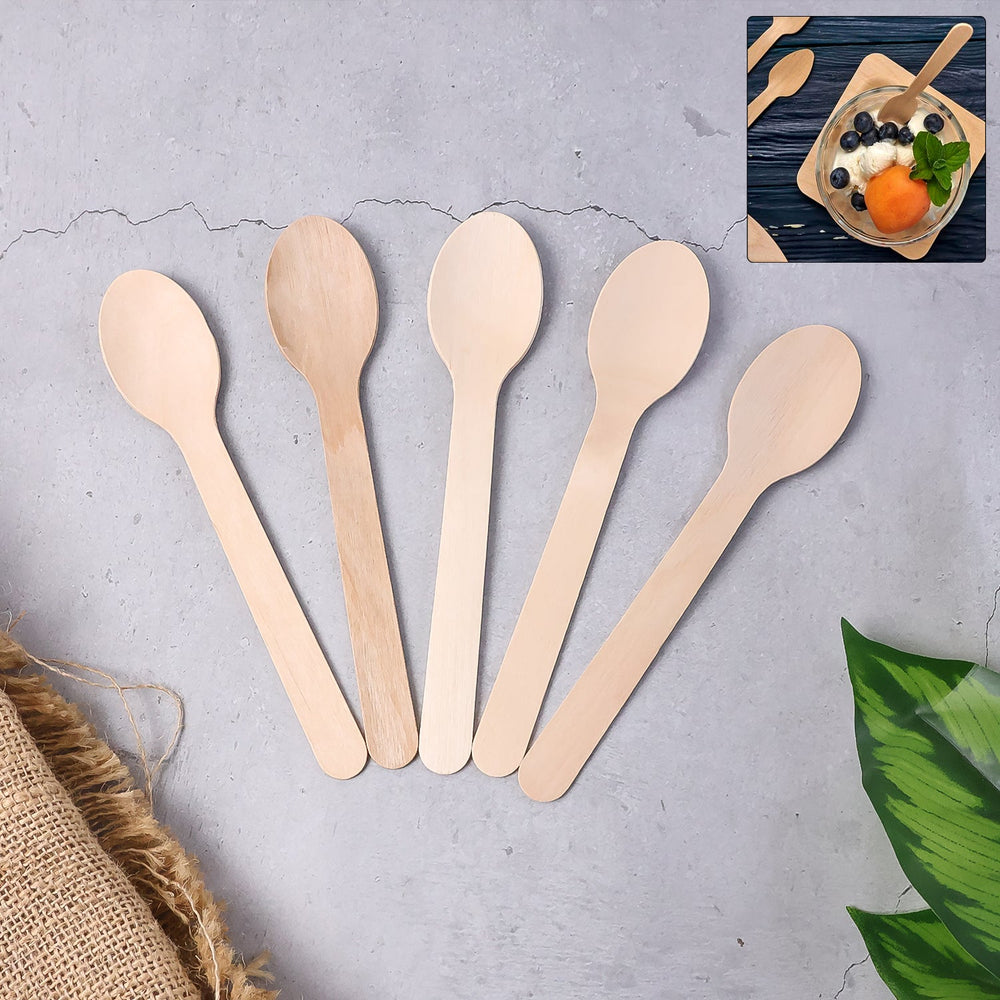 Disposable Wooden Spoon – 160mm Full-Size, 30 Pcs Pack