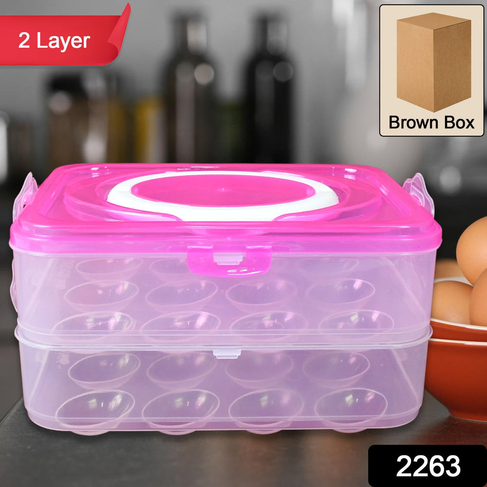 Egg Storage Box – Double Layer 24-Grid with Handle | Organivo