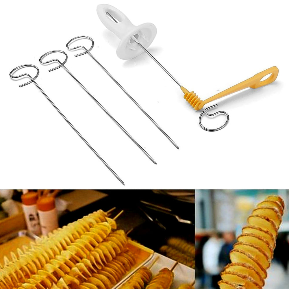 Potato Spiral Cutter – Manual Vegetable Slicer (4 Spits) | Quickslice