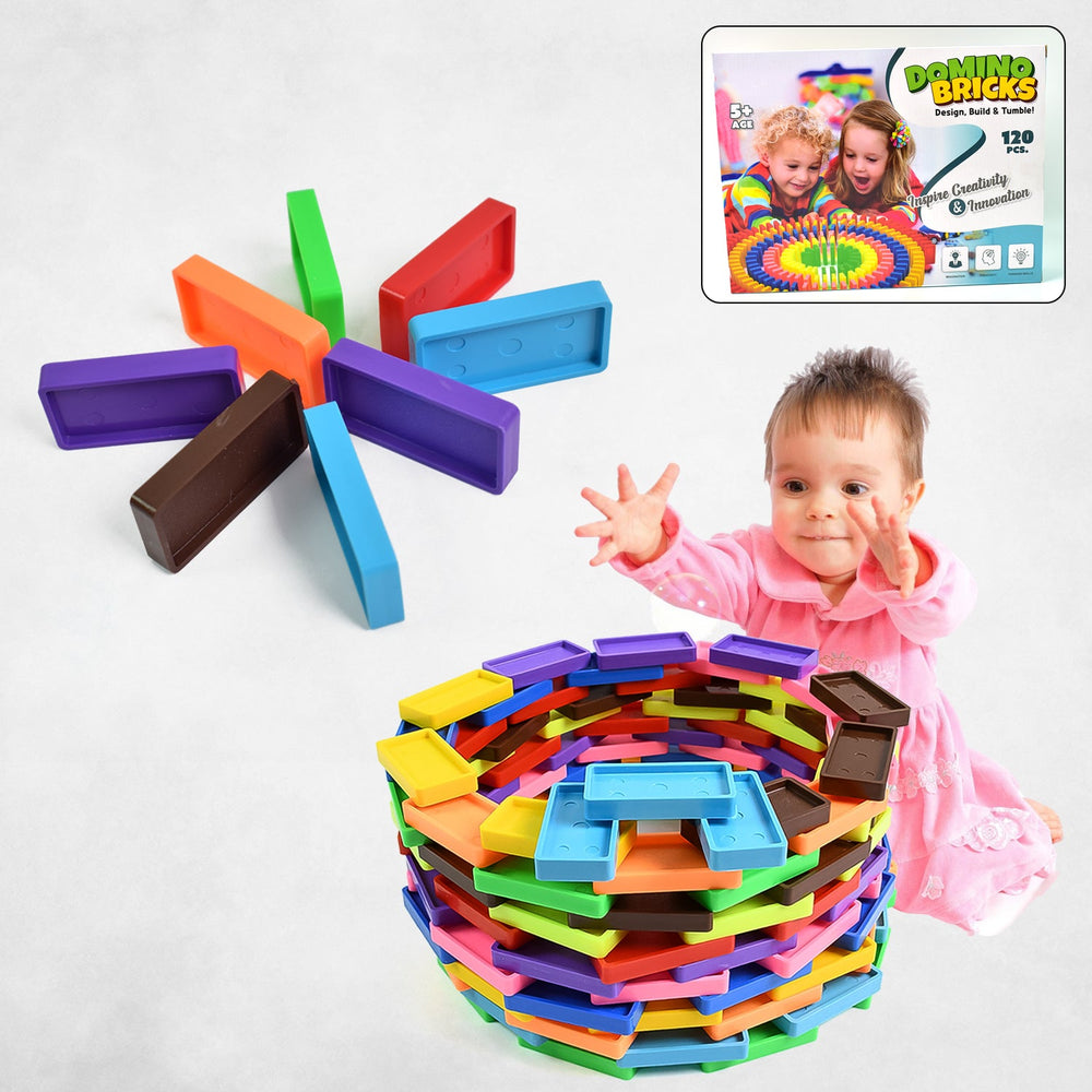Wooden Domino Blocks – 120 Pcs Colorful Stacking Set | Aditi