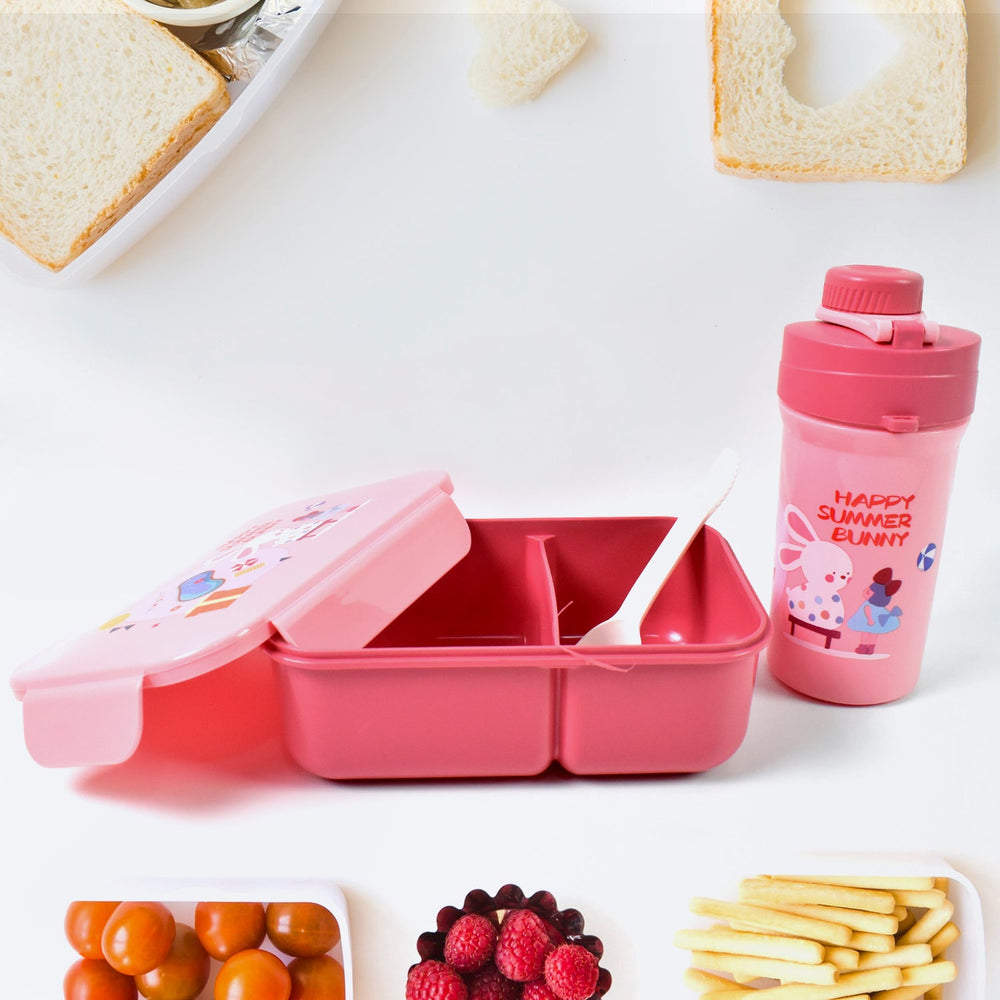 Leak-Proof Lunch Box – 2 Compartment Set with Bottle & Fork | Lunchie Bunchie