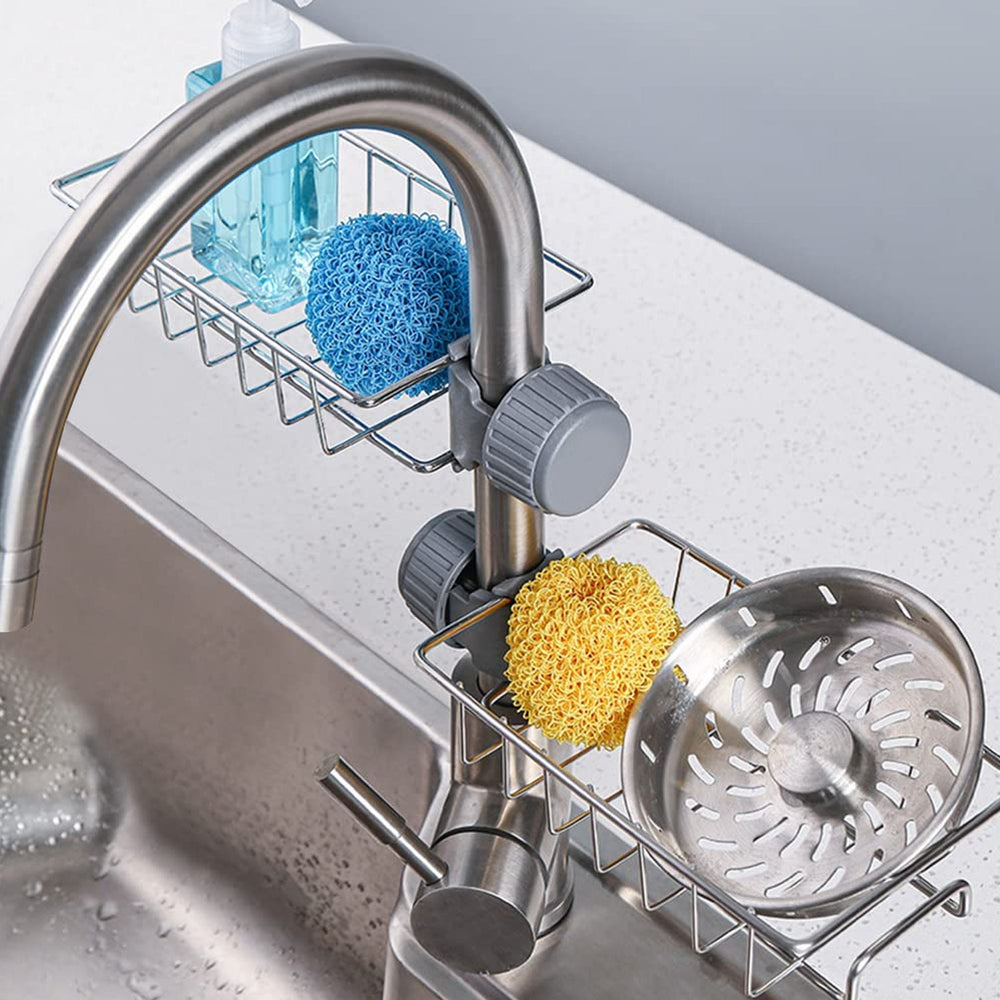 Stainless Steel Sink Caddy Organizer – Durable Clamp-On Holder