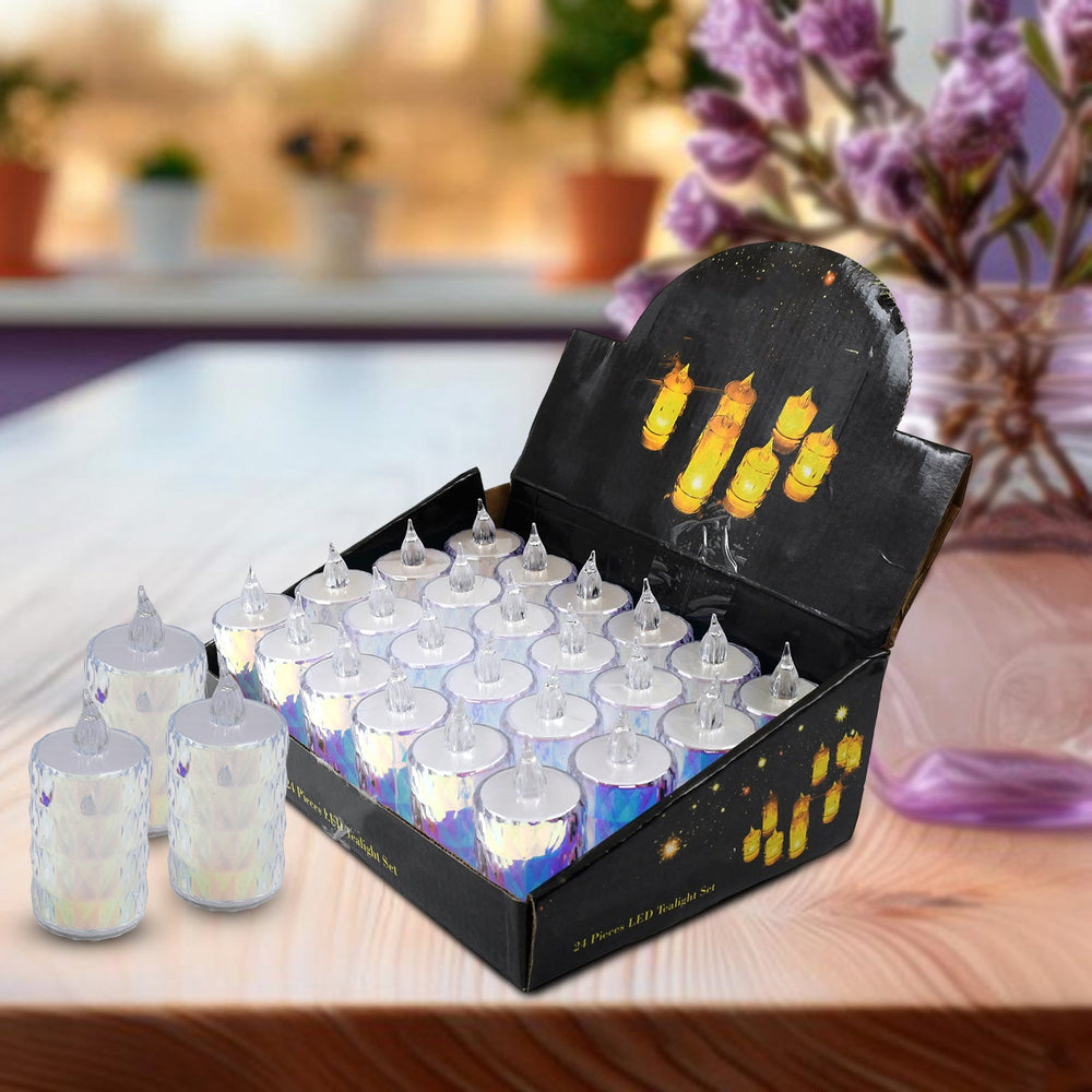 Flameless LED Tea Light Candles – 24 Pc Diwali Decor | Indo Glow