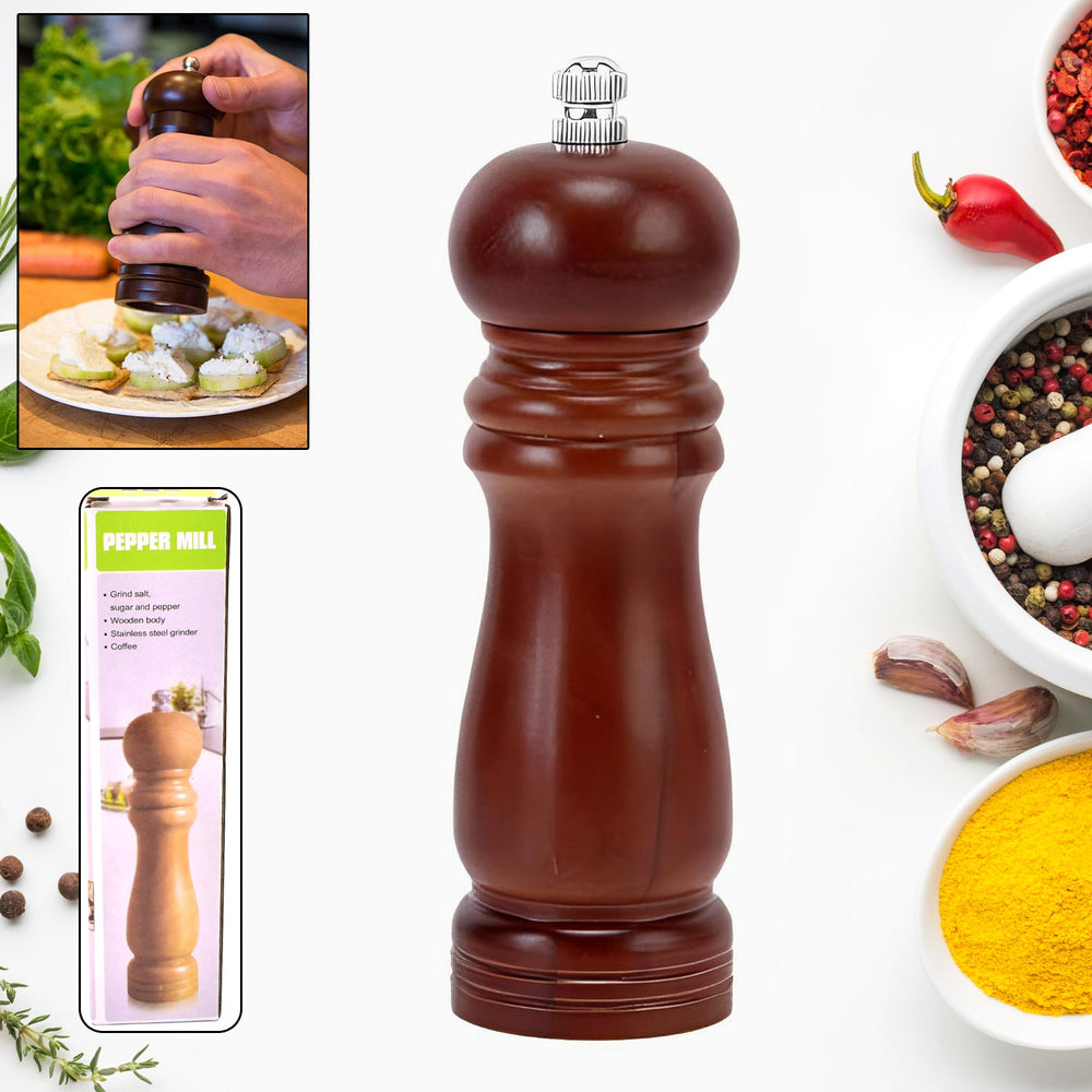 Wooden Pepper Mill – Adjustable Ceramic Grinder | Grippy