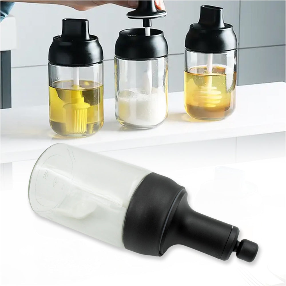 Heat-Resistant Glass Seasoning Jar – Spoon & Lid | Indo Glow