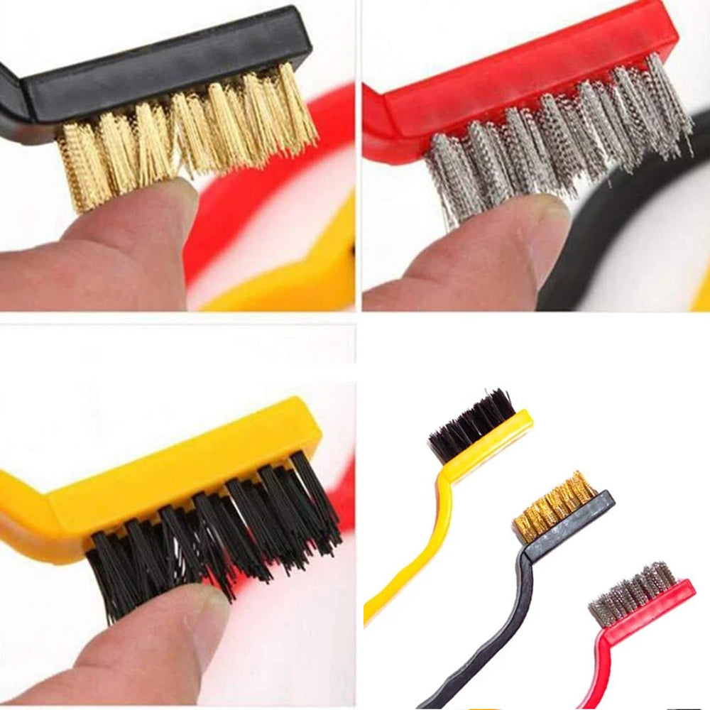 Mini Wire Brush Set – 3 Pc Brass, Nylon, Steel | Velvet Wipe