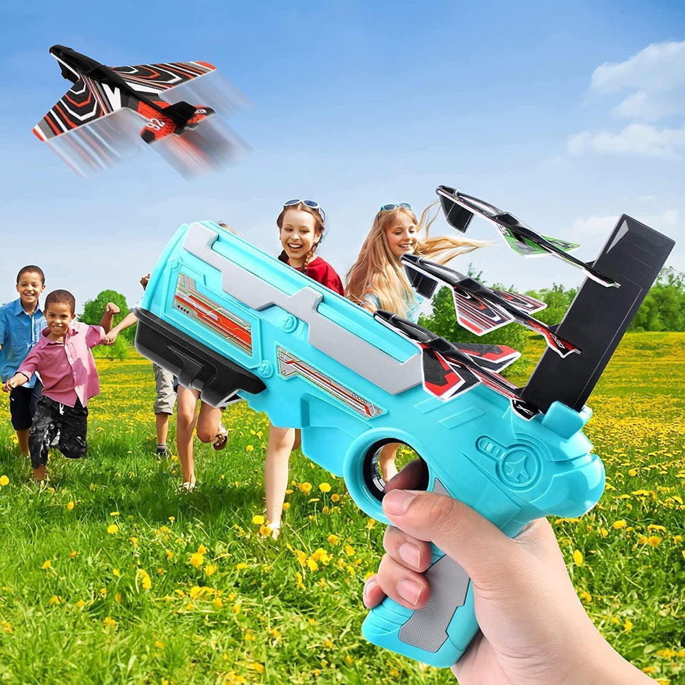 Airplane Launcher Toy – 5 Foam Planes & Gun | Play & Move