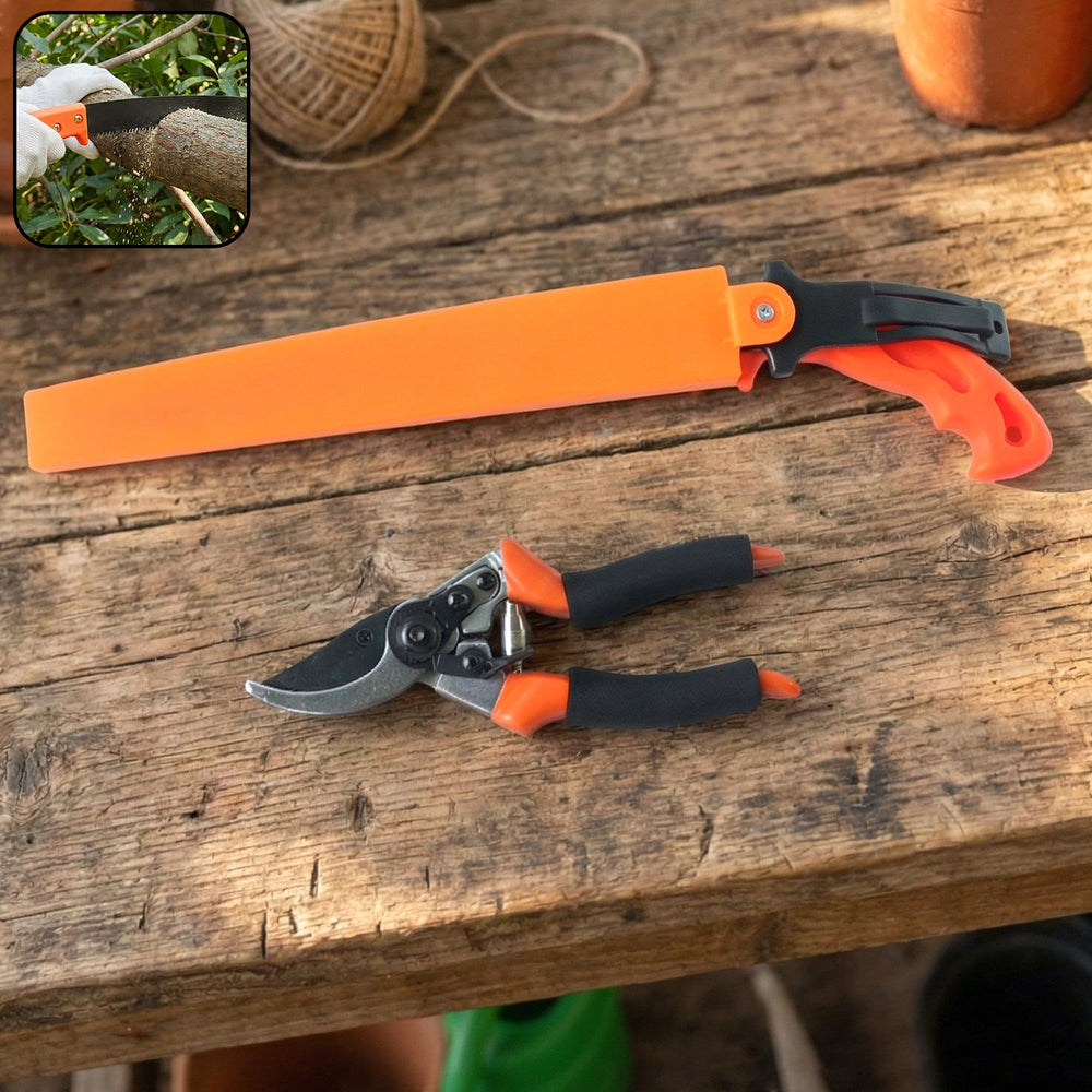 Garden Pruning Tool Combo – Heavy Duty Saw & Sharp Shears