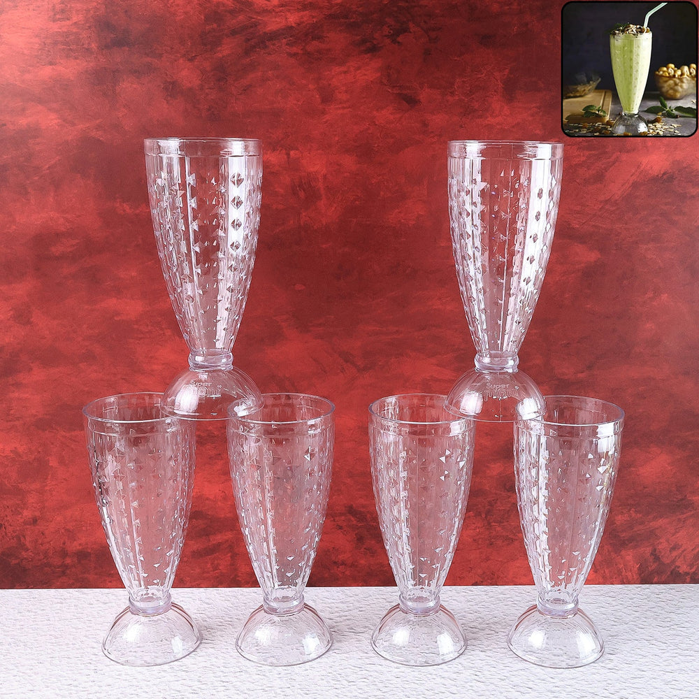 Plastic Milkshake Glass Set – Durable 400ML Plastic Tumblers (6 Pieces)
