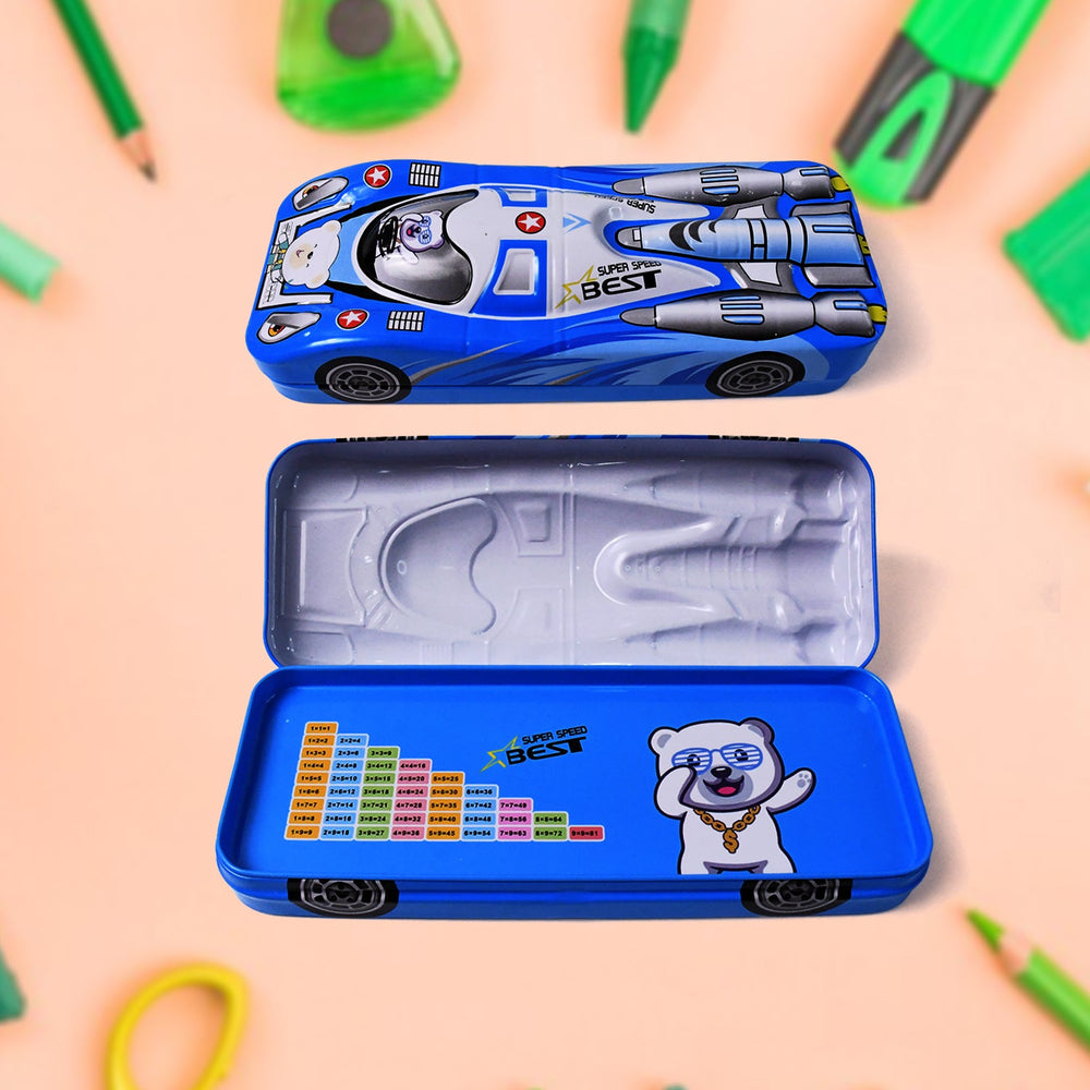 Car Shape Compass Box – Metal Pencil Case for Kids |