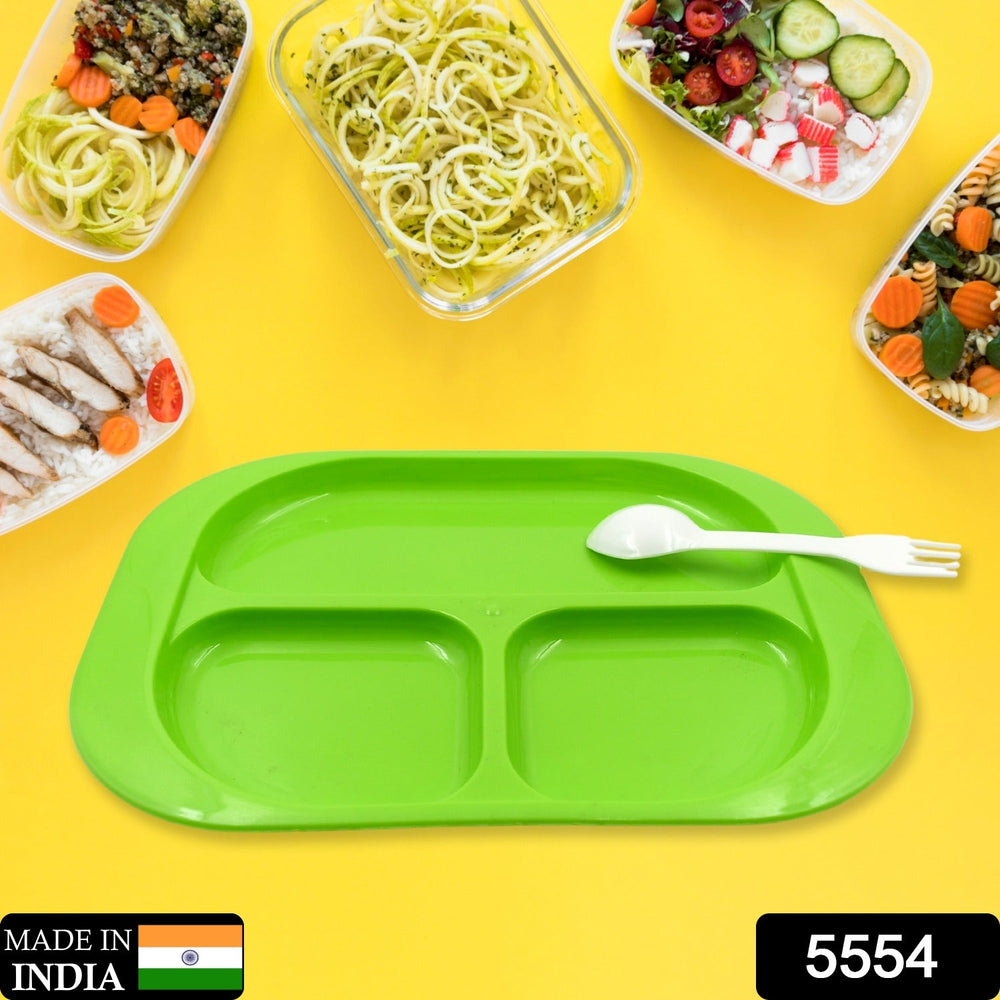 3-Compartment Food Plate – BPA-Free, Microwave Safe | FitFuzion