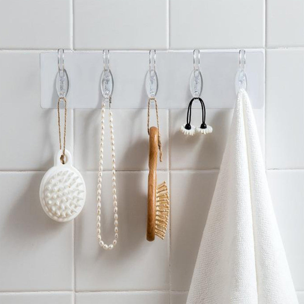 Adhesive Wall Hooks – Transparent & Heavy-Duty 5 Pc | GlimmerHome