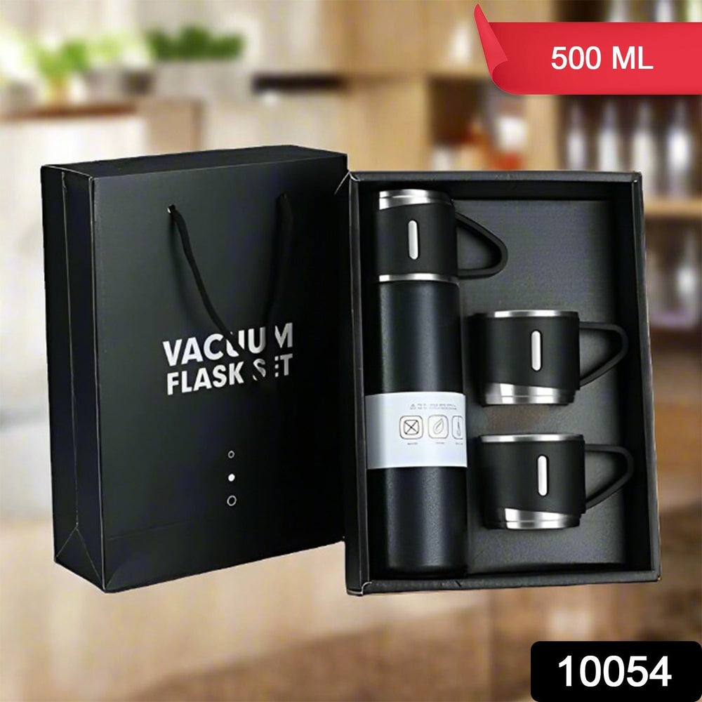 Stainless Steel Vacuum Flask Set with 3 Cups – 500ml | Biz Sip