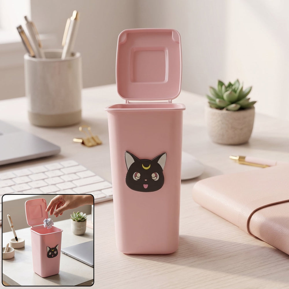 Mini Trash Can Pen Stand – Cute Desk Organizer with Lid