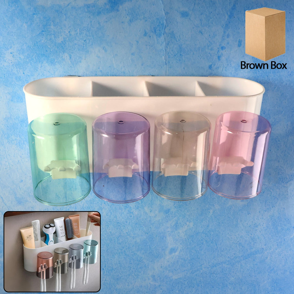 Wall Mounted Toothbrush Holder with Inverted Cups – Space Saving Organizer