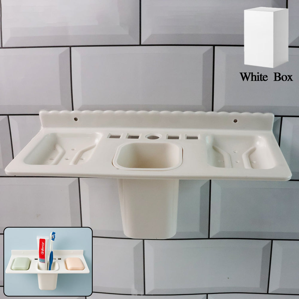 Wall-Mounted Bathroom Organizer – 4-in-1 Space Saver