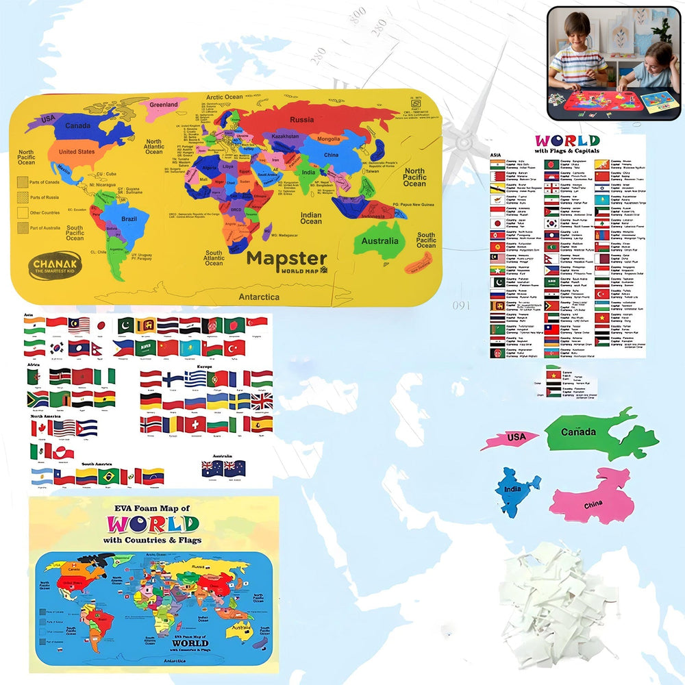 World Map Puzzle – Educational EVA Foam Toy for Kids 5+