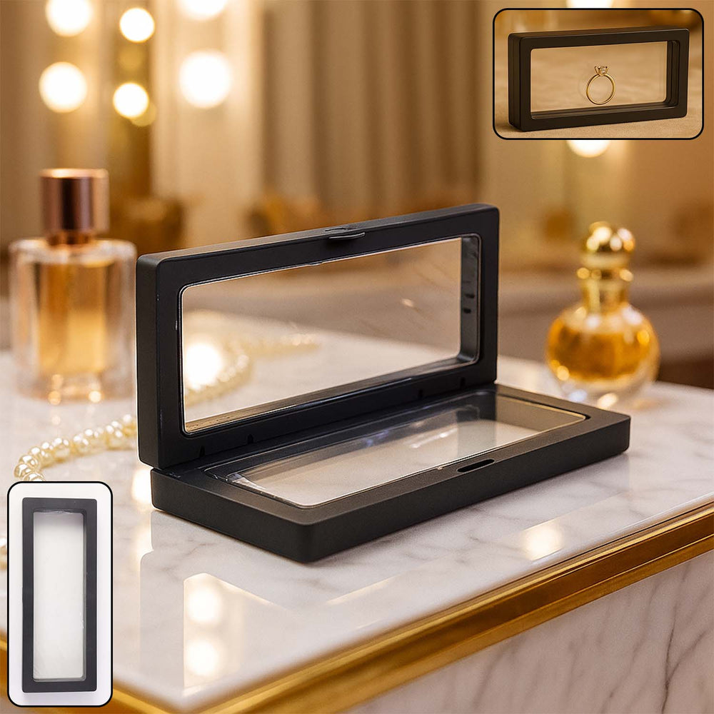 Transparent Floating Jewelry Display Box – 18x7 cm Magnetic Case