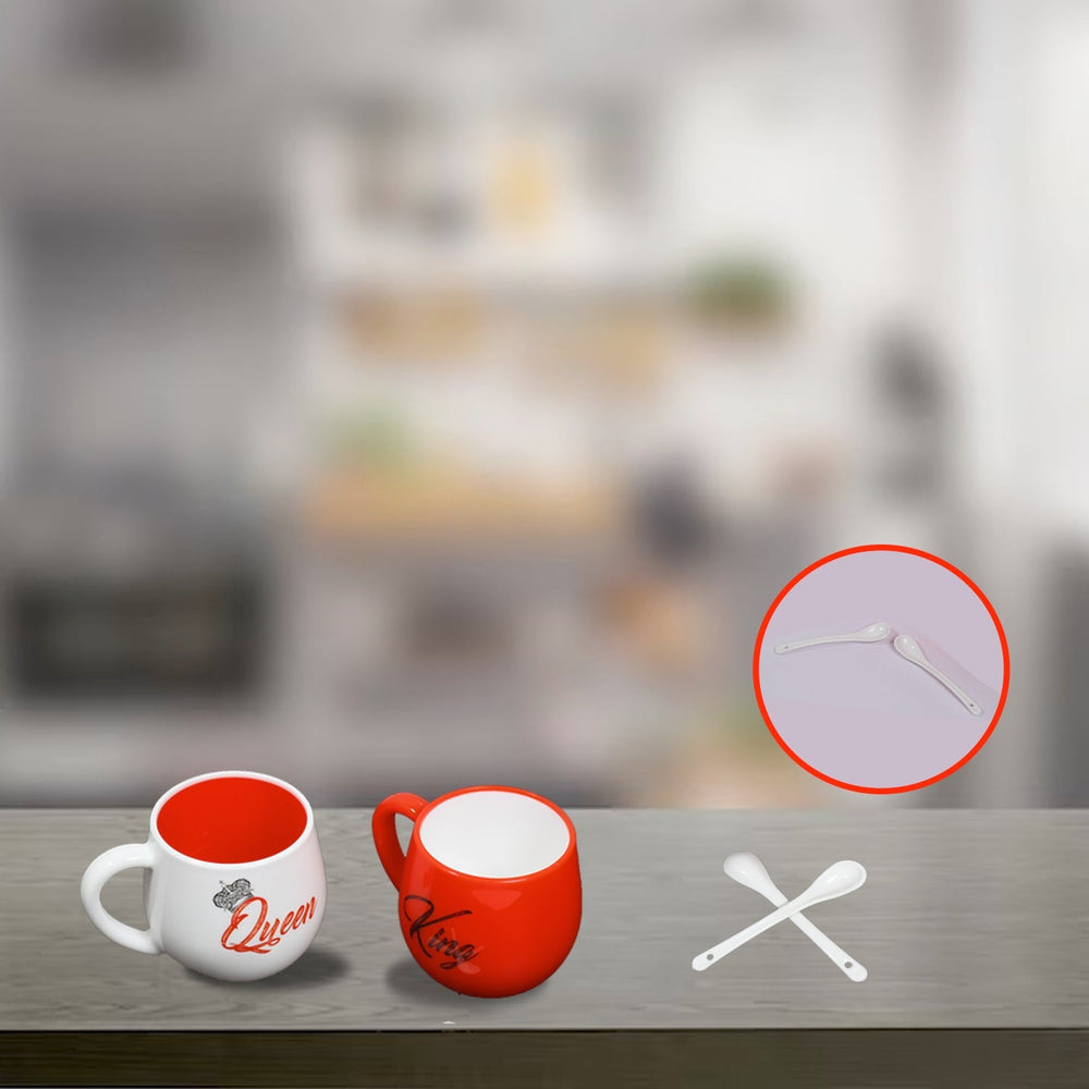 Couple Coffee Mug – King & Queen Printed Plastic Set 300ml | Indo Glow