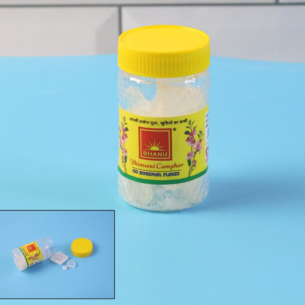 Bhimseni Camphor Flakes – Pure ISO Borneol for Pooja & Air Purification