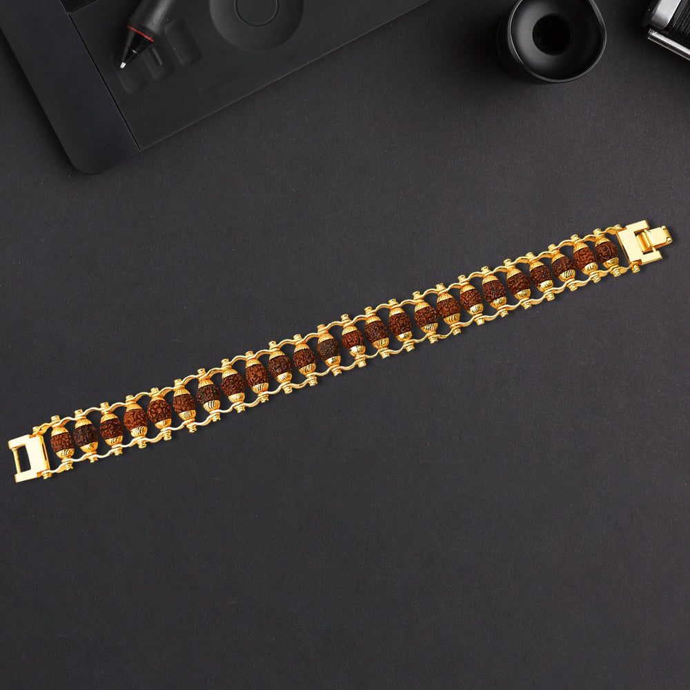 Rudraksha Bracelet – Golden Modern Design for Meditation | Bracelet Bar