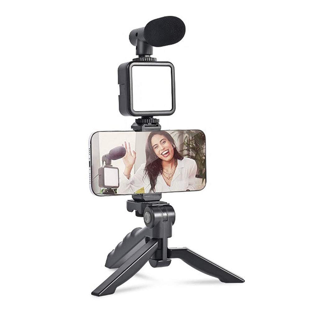 Vlogging Kit – Mini Tripod, Mic & LED Light for Video Making | Mobiléon