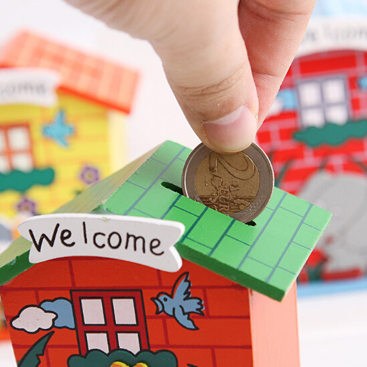 Wooden Piggy Bank – Cute House Shape for Kids | Inventive Play