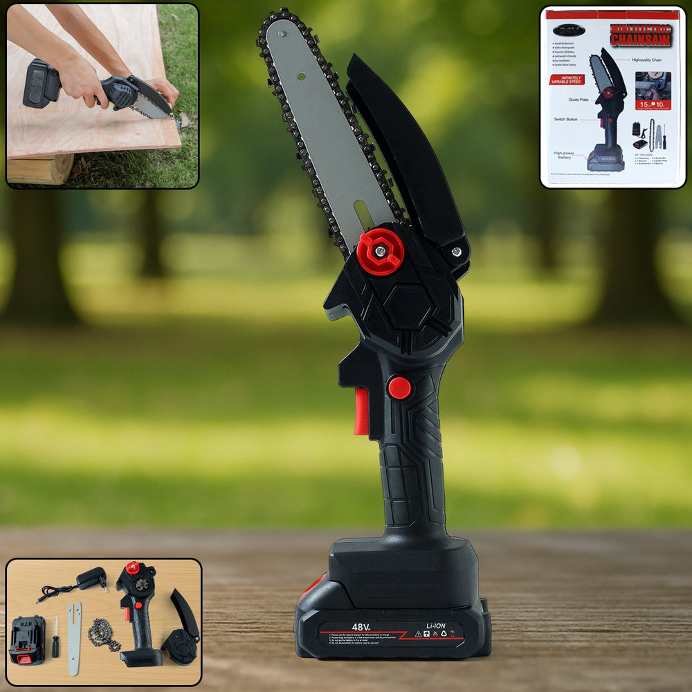 Mini Electric Chainsaw – Cordless Rechargeable Handheld Cutter