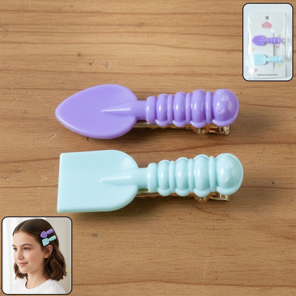 Mini Spade & Leaf Hair Clips – Lightweight 2-Piece Set for Girls